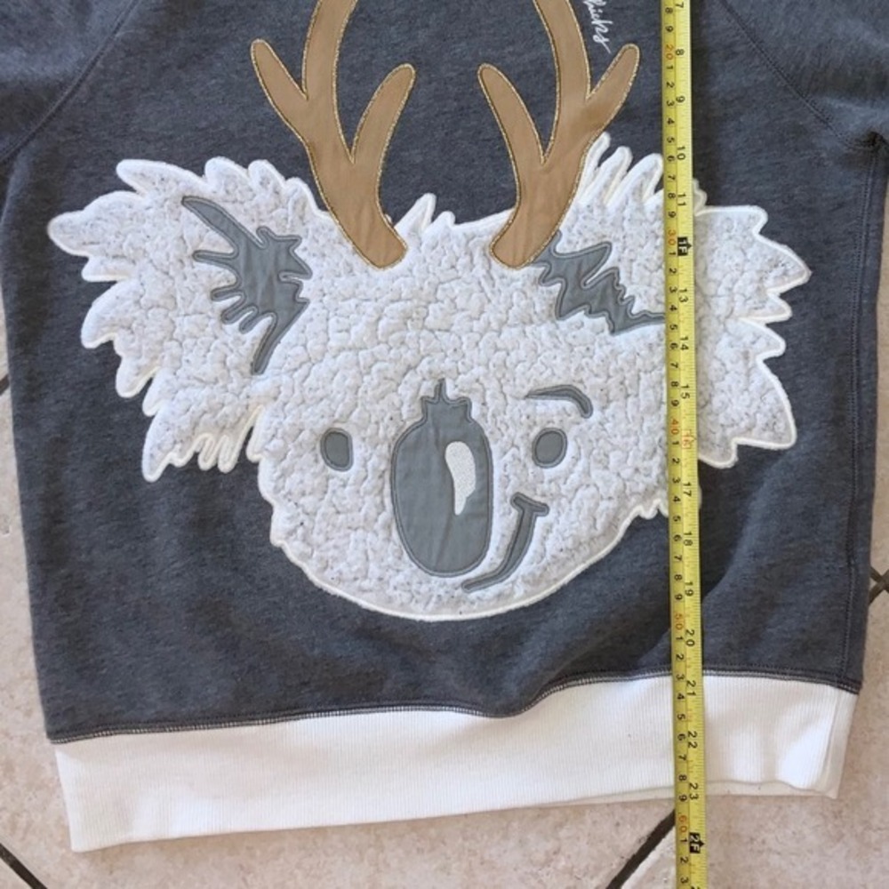 Gilly Hicks Sydney Koala Antler Graphic Crewneck Sweatshirt Charcoal Gray Size S - Picture 8 of 12